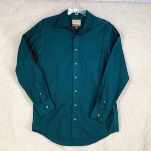 Cabela Shirt Mens Sz M Dark Green Button Up Long Sleeve 100% Cotton Outdoors